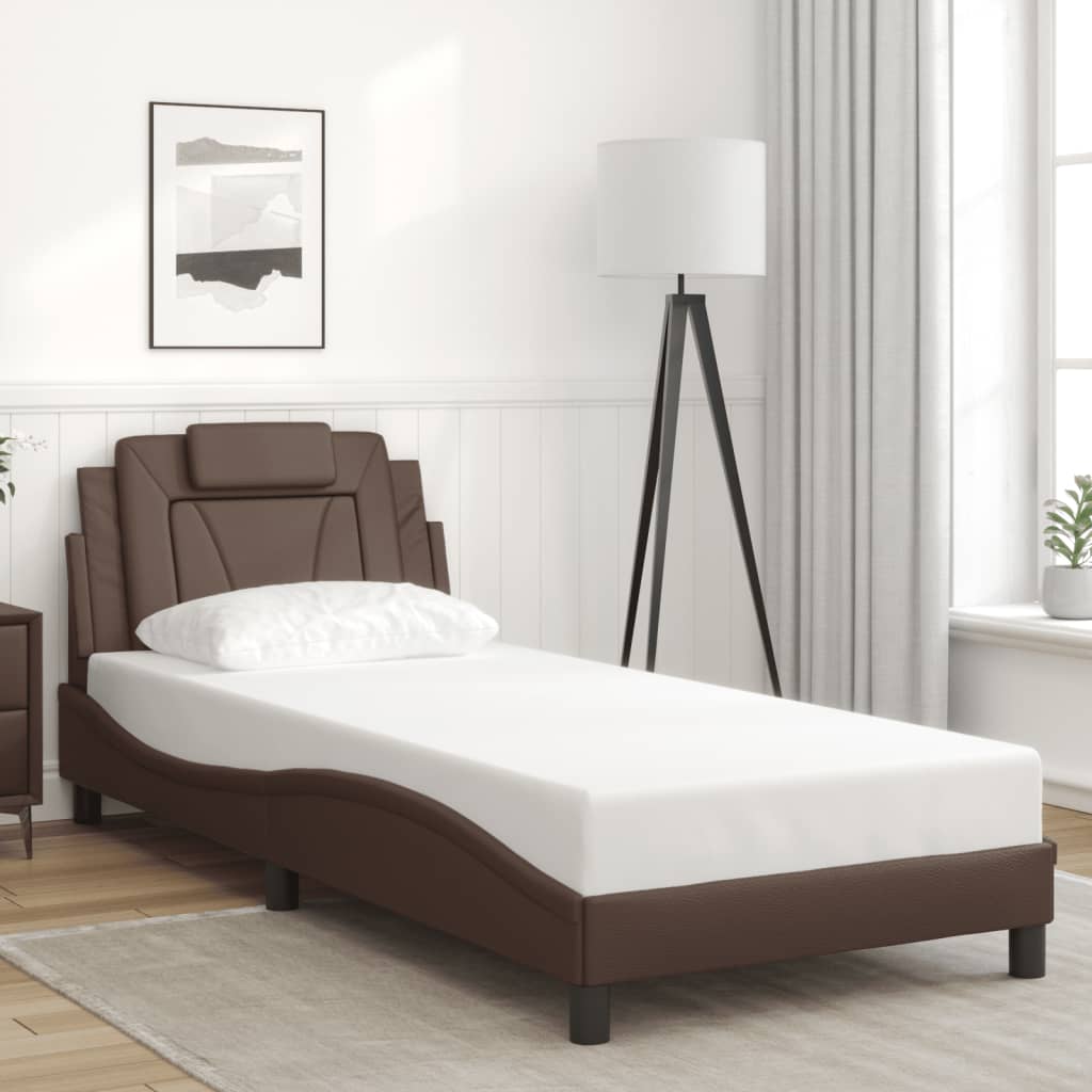 Giroletto Viana senza Materasso-Struttura Letto Marrone 90x190 cm in Similpelle