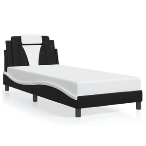 Giroletto Viana senza Materasso-Struttura Letto Nero e Bianco 90x190 cm in Similpelle 146151