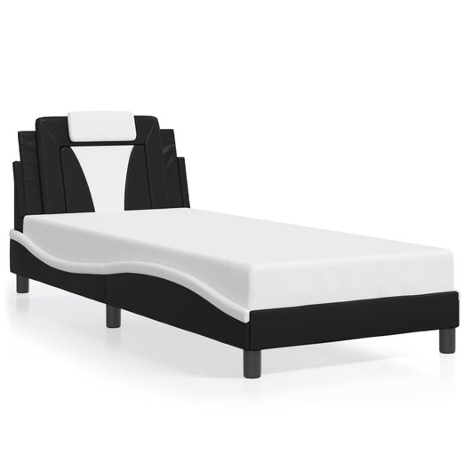 Giroletto Viana senza Materasso-Struttura Letto Nero e Bianco 90x190 cm in Similpelle 146151