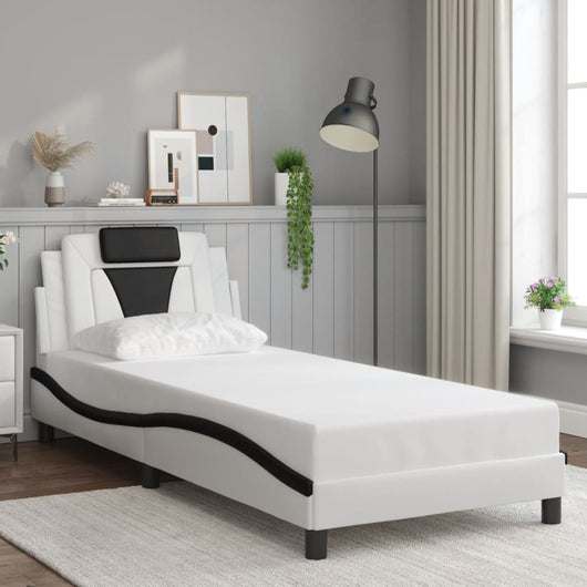 Giroletto Viana senza Materasso-Struttura Letto Nero e Bianco 90x190 cm in Similpelle 249718