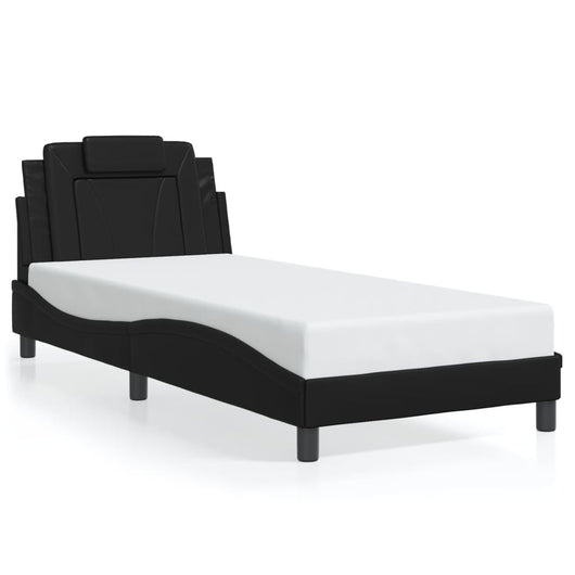 Giroletto Viana senza Materasso-Struttura Letto Nero 90x200 cm in Similpelle