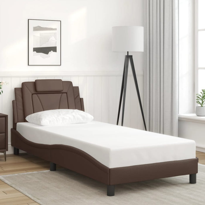 Giroletto Viana senza Materasso-Struttura Letto Marrone 90x200 cm in Similpelle