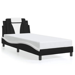 Giroletto Viana senza Materasso-Struttura Letto Nero e Bianco 90x200 cm in Similpelle