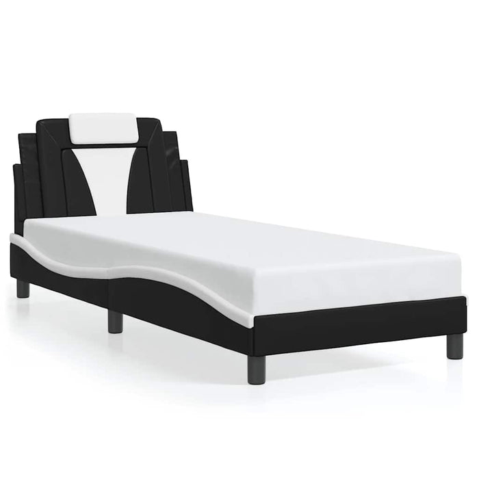 Giroletto Viana senza Materasso-Struttura Letto Nero e Bianco 90x200 cm in Similpelle
