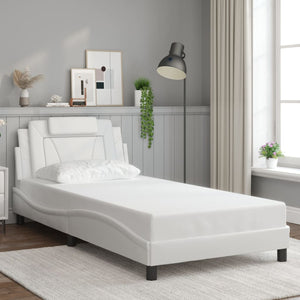 Giroletto Viana senza Materasso-Struttura Letto Bianco 100x200 cm in Similpelle