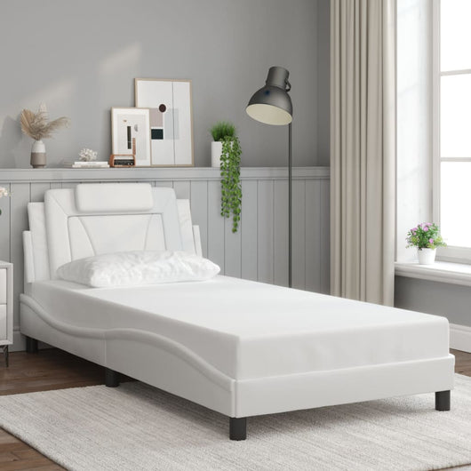 Giroletto Viana senza Materasso-Struttura Letto Bianco 100x200 cm in Similpelle