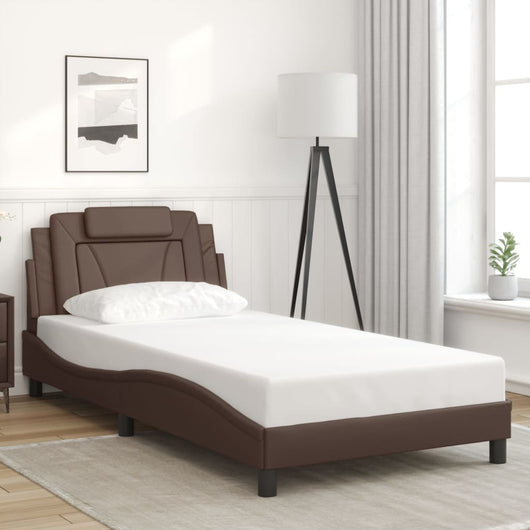 Giroletto Viana senza Materasso-Struttura Letto Marrone 100x200 cm in Similpelle