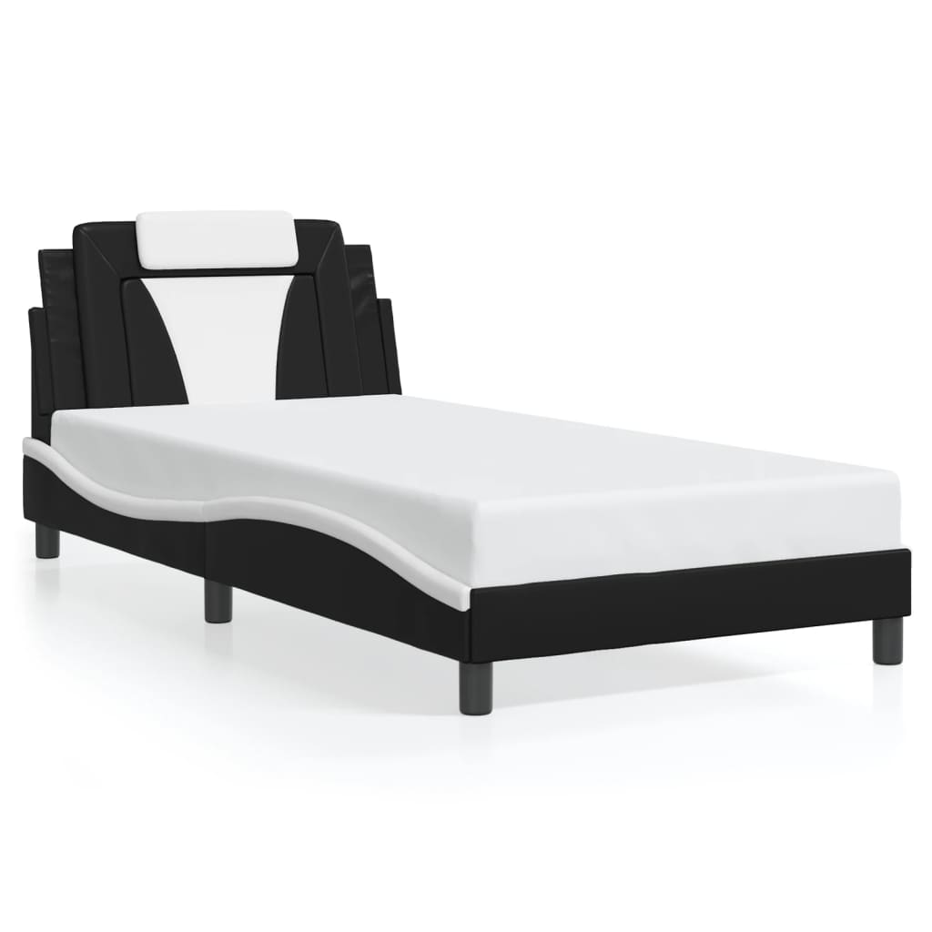 Giroletto Viana senza Materasso-Struttura Letto Nero e Bianco 100x200 cm in Similpelle 998480