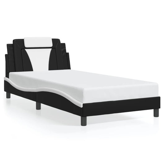 Giroletto Viana senza Materasso-Struttura Letto Nero e Bianco 100x200 cm in Similpelle 998480