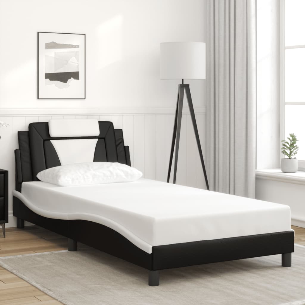 Giroletto Viana senza Materasso-Struttura Letto Nero e Bianco 100x200 cm in Similpelle 998480
