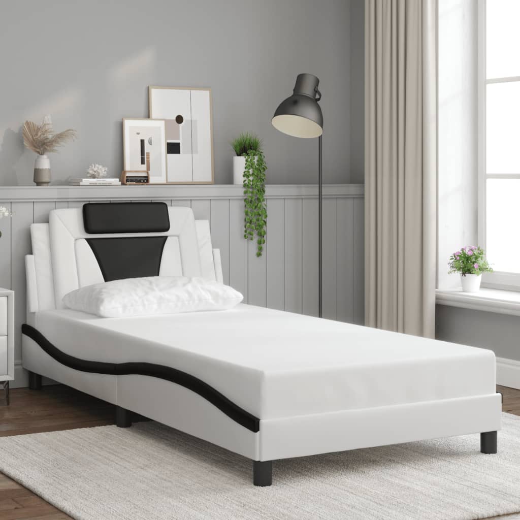Giroletto Viana senza Materasso-Struttura Letto Nero e Bianco 100x200 cm in Similpelle 243748