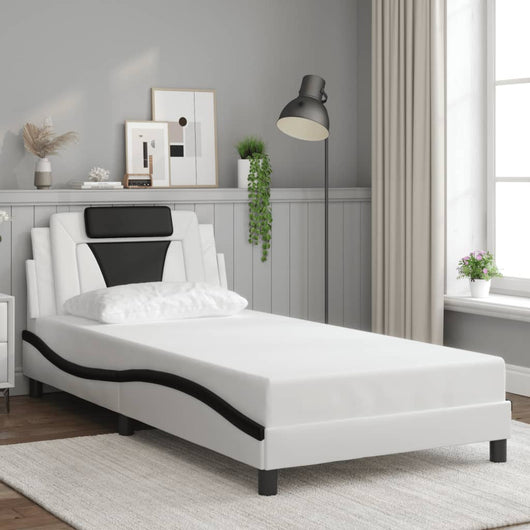 Giroletto Viana senza Materasso-Struttura Letto Nero e Bianco 100x200 cm in Similpelle 243748