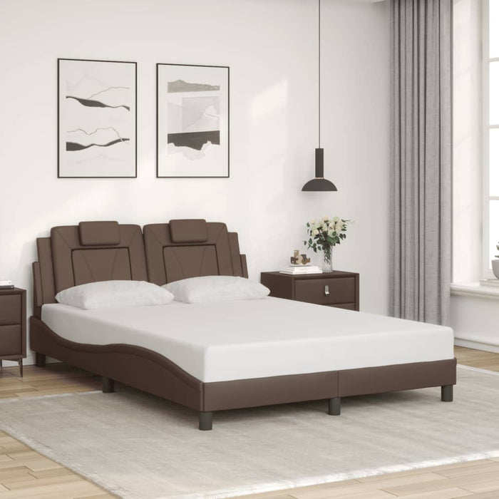Giroletto Viana senza Materasso-Struttura Letto Marrone 120x200 cm in Similpelle