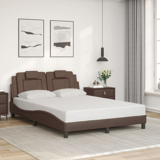 Giroletto Viana senza Materasso-Struttura Letto Marrone 140x190 cm in Similpelle