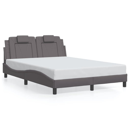 Giroletto Viana senza Materasso-Struttura Letto Grigio 140x200 cm in Similpelle