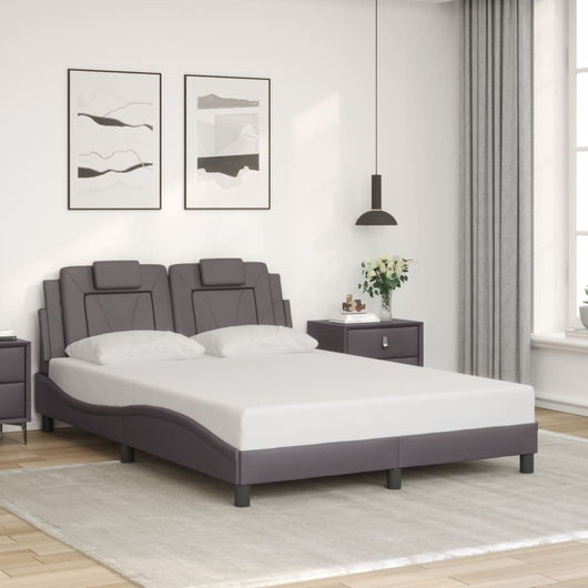 Giroletto Viana senza Materasso-Struttura Letto Grigio 140x200 cm in Similpelle