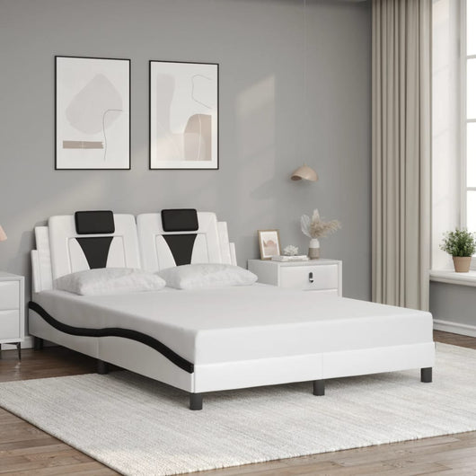 Giroletto Viana senza Materasso-Struttura Letto Nero e Bianco 140x200 cm in Similpelle 759649