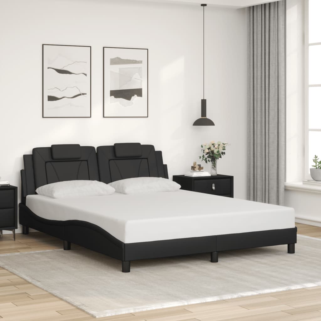 Giroletto Viana senza Materasso-Struttura Letto Nero 160x200 cm in Similpelle