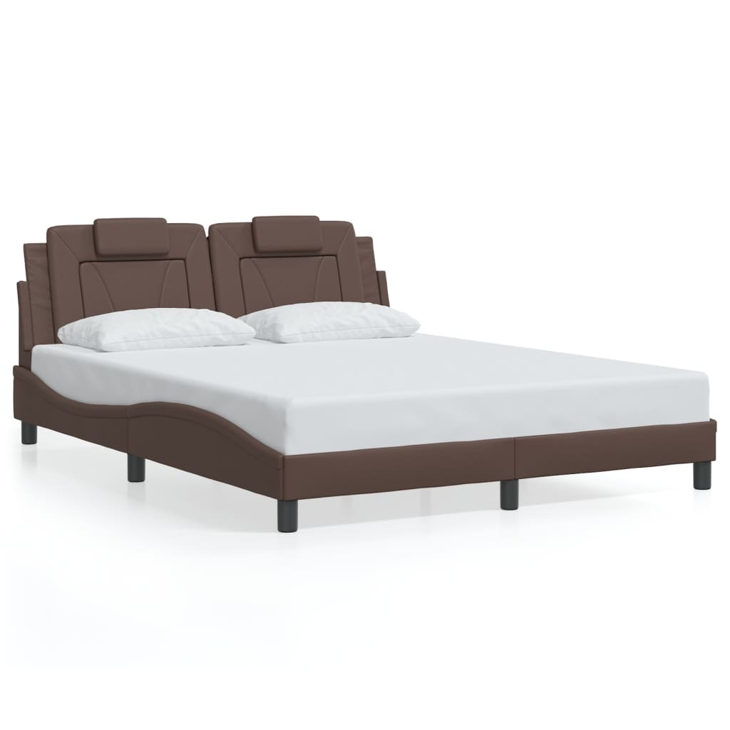 Giroletto Viana senza Materasso-Struttura Letto Marrone 160x200 cm in Similpelle