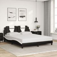 Giroletto Viana senza Materasso-Struttura Letto Nero e Bianco 160x200 cm in Similpelle 172150