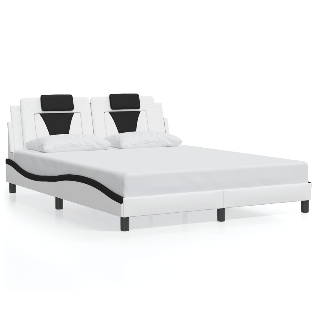 Giroletto Viana senza Materasso-Struttura Letto Nero e Bianco 160x200 cm in Similpelle 787704
