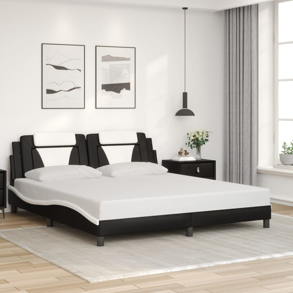 Giroletto Viana senza Materasso-Struttura Letto Nero e Bianco 180x200 cm in Similpelle