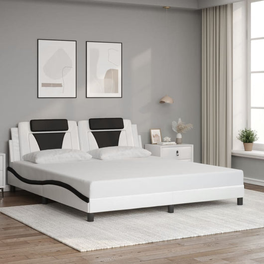 Giroletto Viana senza Materasso-Struttura Letto Bianco e Nero 180x200 cm in Similpelle