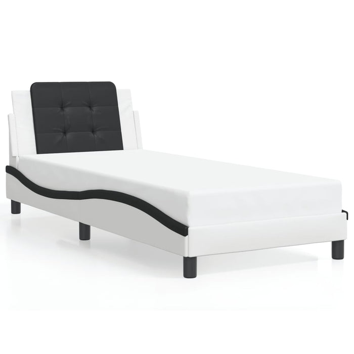 Giroletto senza Materasso-Struttura Letto Zadar Bianco e Nero 80x200 cm in Similpelle