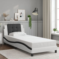 Giroletto senza Materasso-Struttura Letto Zadar Bianco e Nero 80x200 cm in Similpelle