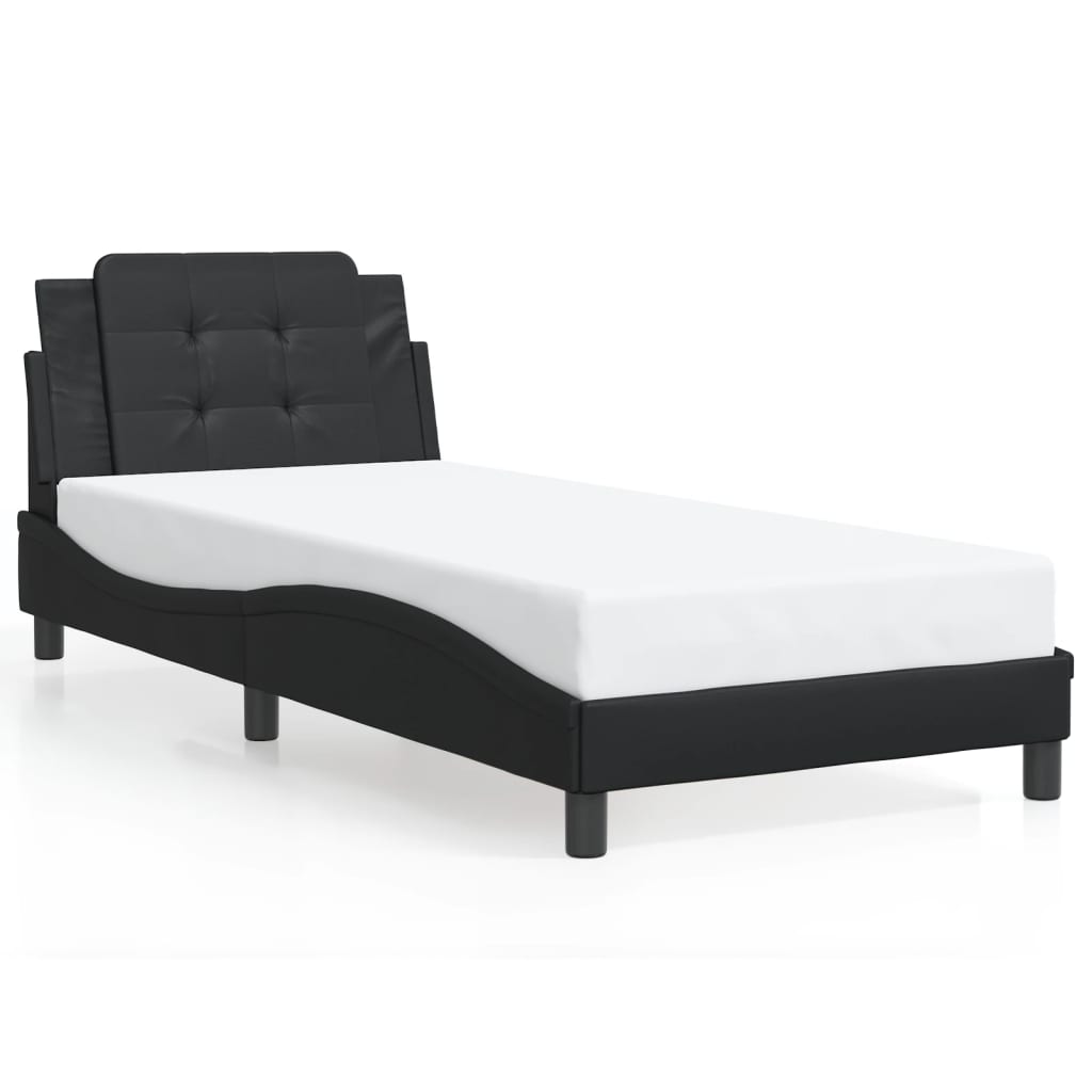 Giroletto senza Materasso-Struttura Letto Zadar Nero 90x190 cm in Similpelle 125768