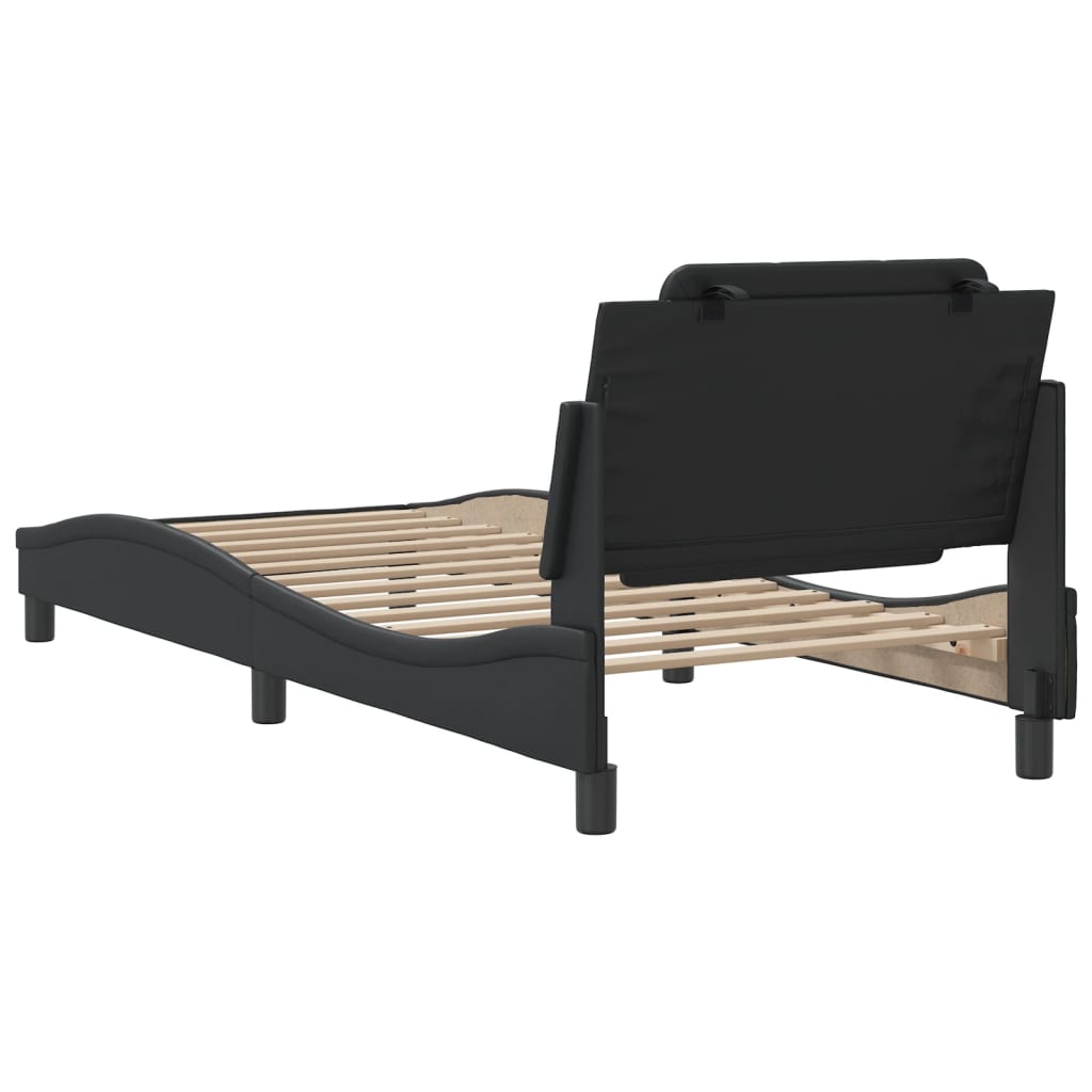 Giroletto senza Materasso-Struttura Letto Zadar Nero 90x190 cm in Similpelle 125768