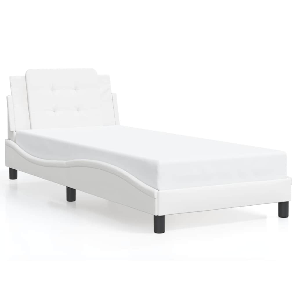 Giroletto senza Materasso-Struttura Letto Zadar Bianco 90x190 cm in Similpelle 125459