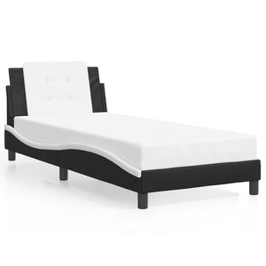Giroletto senza Materasso-Struttura Letto Zadar Nero e Bianco 90x190 cm in Similpelle 810518