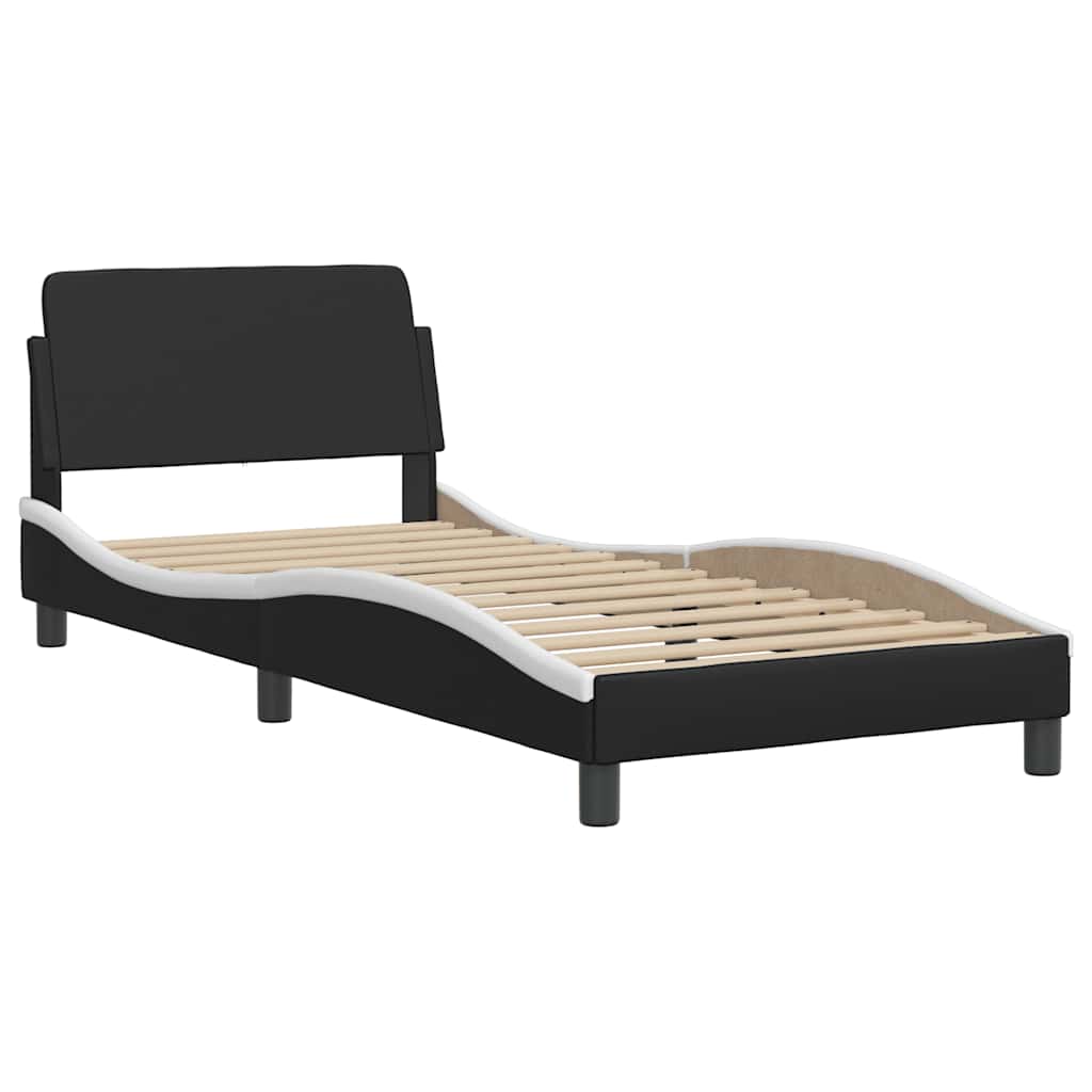 Giroletto senza Materasso-Struttura Letto Zadar Nero e Bianco 90x190 cm in Similpelle 810518