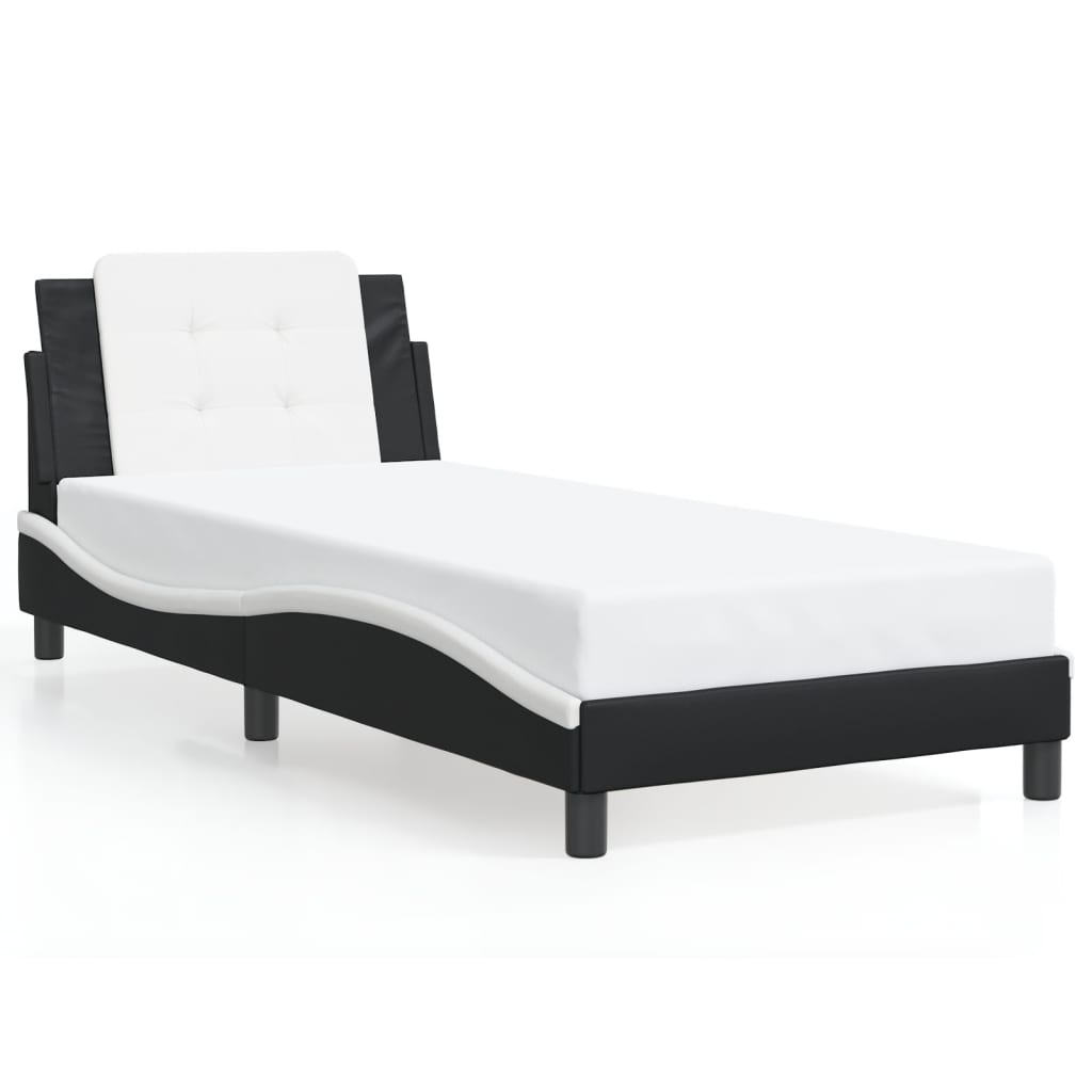 Giroletto senza Materasso-Struttura Letto Zadar Nero e Bianco 90x200 cm in Similpelle 435981