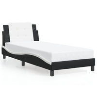 Giroletto senza Materasso-Struttura Letto Zadar Nero e Bianco 90x200 cm in Similpelle 435981