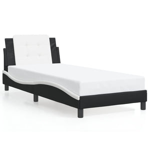 Giroletto senza Materasso-Struttura Letto Zadar Nero e Bianco 90x200 cm in Similpelle 435981