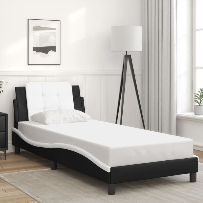 Giroletto senza Materasso-Struttura Letto Zadar Nero e Bianco 90x200 cm in Similpelle 435981
