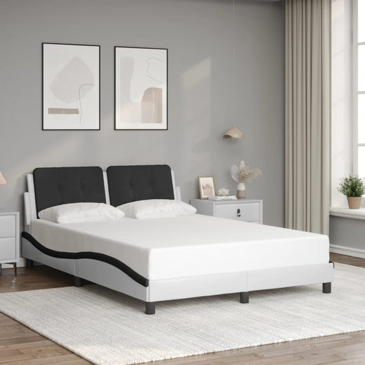 Giroletto senza Materasso-Struttura Letto Zadar Bianco e Nero 140x190 cm in Similpelle