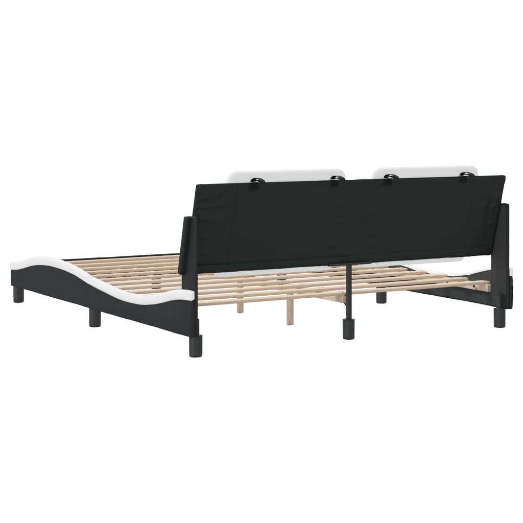 Giroletto senza Materasso-Struttura Letto Zadar Nero e Bianco 180x200 cm in Similpelle