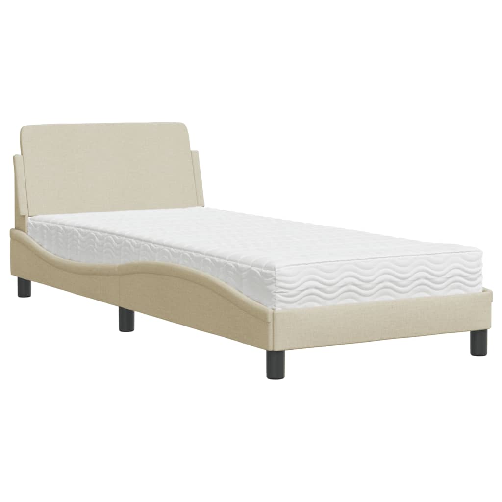Letto con Materasso Dover Crema 80x200 cm in Tessuto 3208289