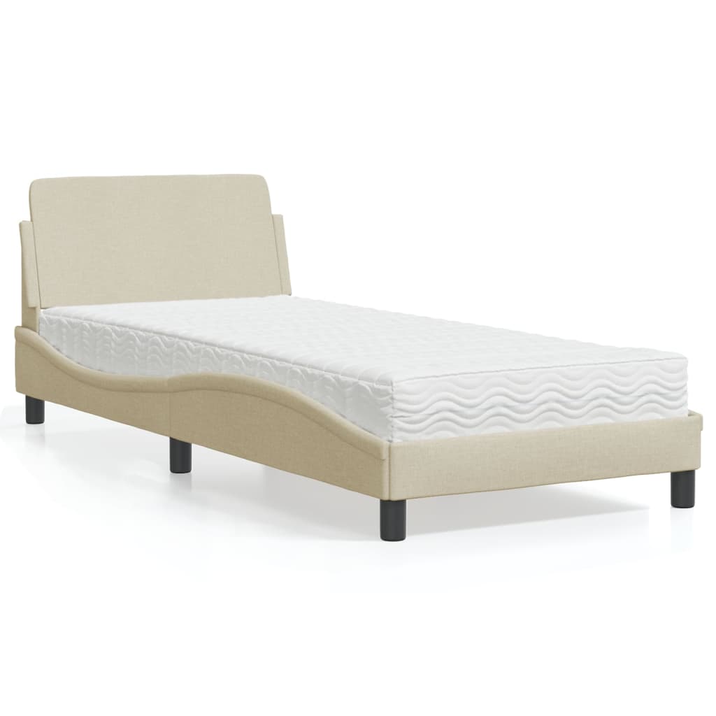 Letto con Materasso Dover Crema 80x200 cm in Tessuto 3208289