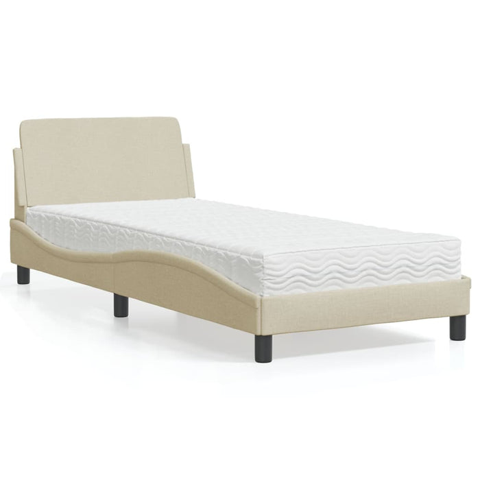 Letto con Materasso Dover Crema 80x200 cm in Tessuto 3208289