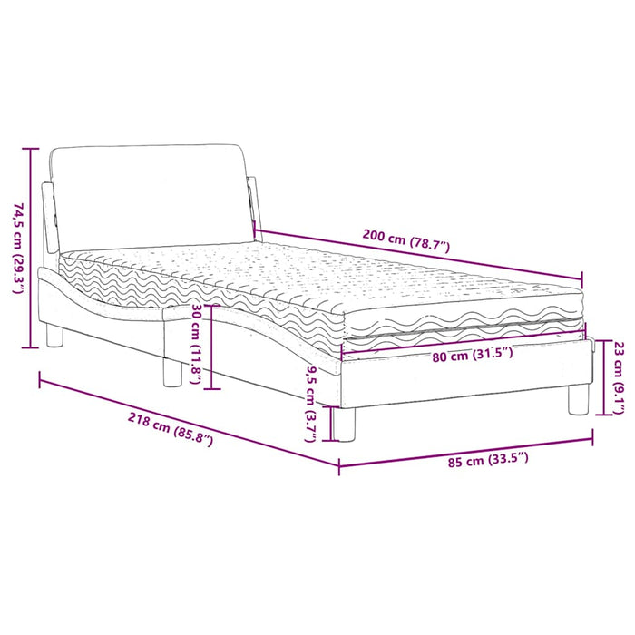 Letto con Materasso Blu 80x200 cm in Velluto
