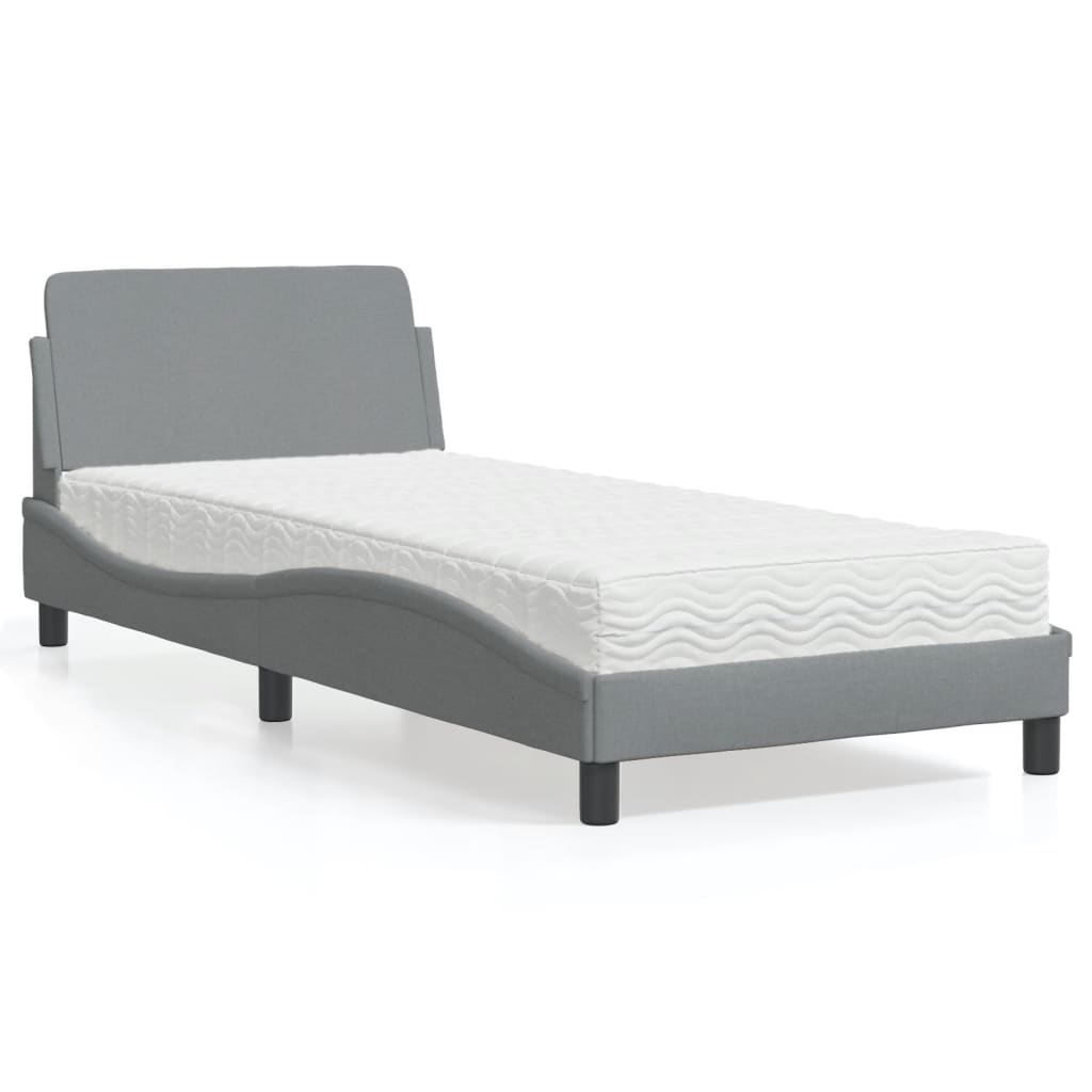 Letto con Materasso Dover Grigio Chiaro 90x190 cm in Tessuto 3208304