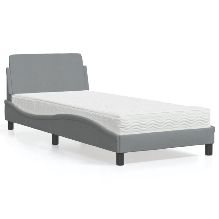 Letto con Materasso Dover Grigio Chiaro 90x190 cm in Tessuto 3208304