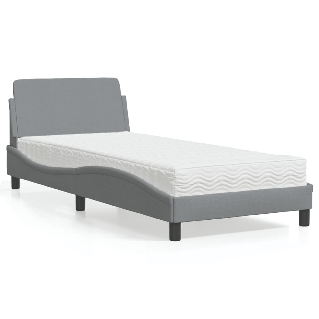 Letto con Materasso Dover Grigio Chiaro 90x190 cm in Tessuto 3208304