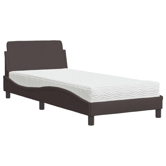 Letto con Materasso Dover Marrone Scuro 90x190 cm in Tessuto 3208307