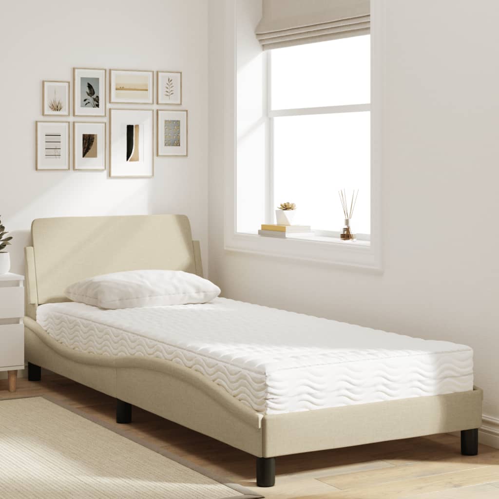 Letto con Materasso Dover Crema 90x190 cm in Tessuto 3208309