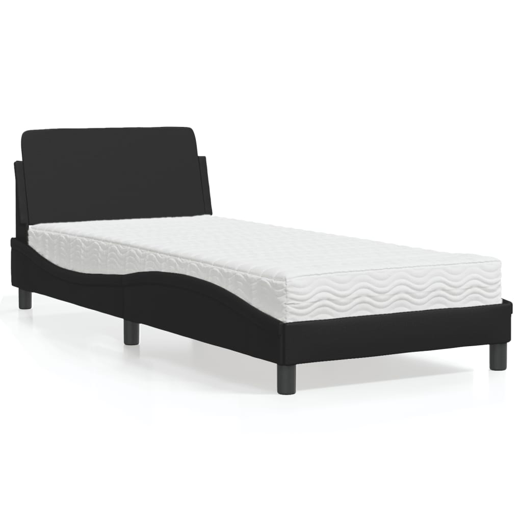 Letto con Materasso Dover Nero 90x190 cm in Similpelle 3208317